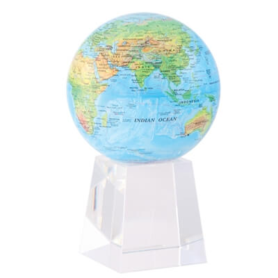 Mova 4.5" Blue with Relief Map RBE self rotating Globe 